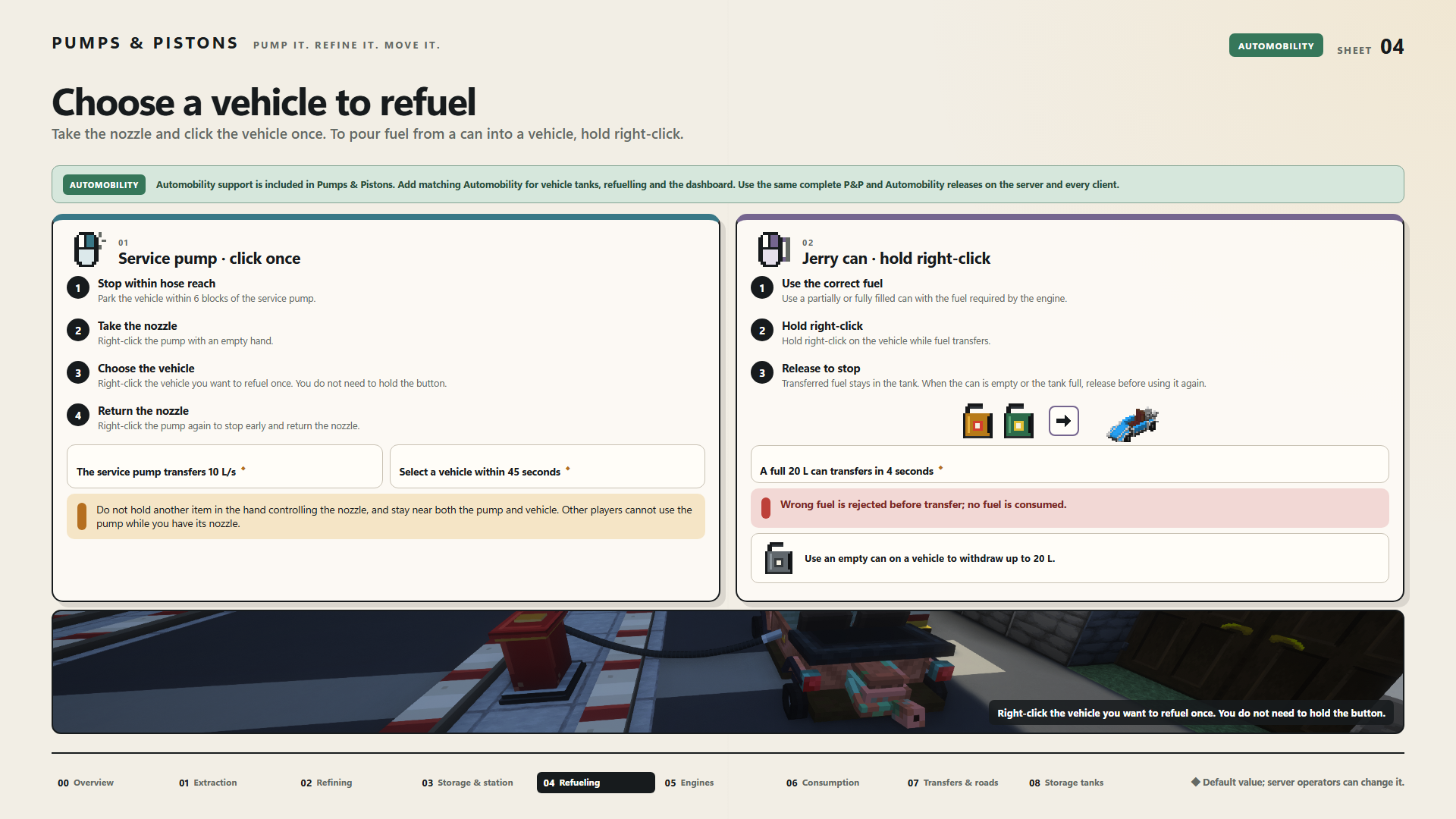 Choose a vehicle to refuel